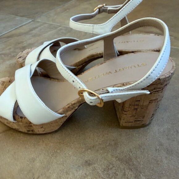 Stuart Weitzman White Dayna Platform Sandals Size 6 - Picture 4 of 5